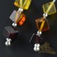 Amber earrings with Multi color beads